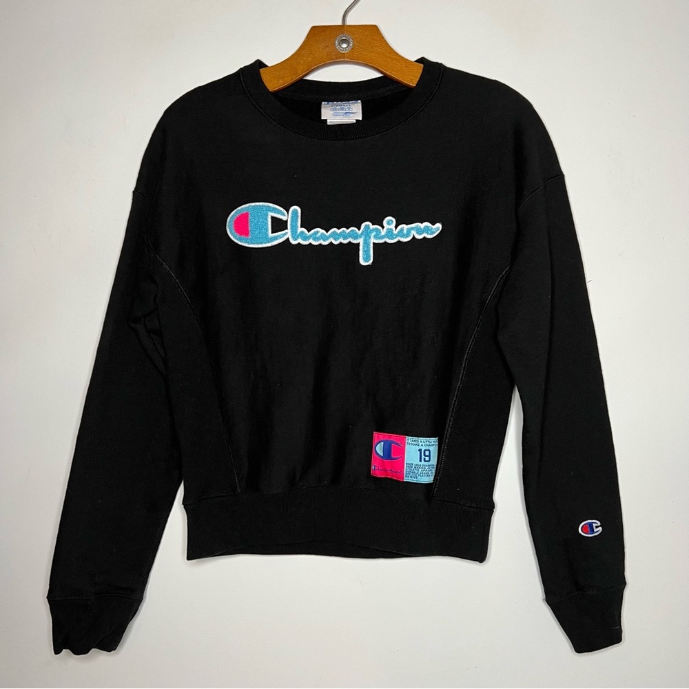 Champion Reverse Weave Sweatshirt Crewneck Women’s Neon Black Pink Size XS